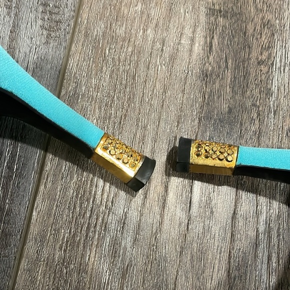 ST. JOHN Aqua Slingback rhinestone heels Made In Italy size 9 “something blue” - Picture 7 of 9